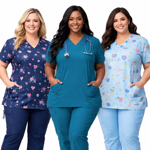 Conjuntos de Uniformes Médicos Unisex de Tallas Grandes Personalizados al por Mayor (Tejido de Poliéster) para Diversos Tipos de Cuerpo - Proveedor Directo de Fábrica - Product Image 1