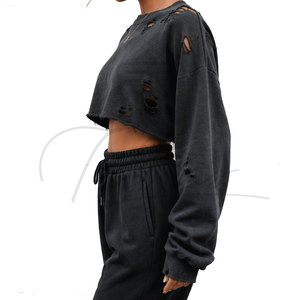 Vente en gros de sweat-shirts décontractés pour femmes, tricotés, à manches longues, col rond, motif lettres, doux, respirants, écologiques, avec logo sur le devant, pour l'automne - Product Image 3