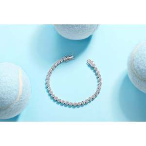 Luxurious Platinum Plated S925 Silver Flower Design Tennis <b>Bracelet</b> Set High Quality Moissanite Light Luxury Stylish Fashionable - Product Image 6