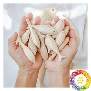 Natural Unpainted Wooden Fish Ornament Mediterranean Coastal Style 9-19cm for Craft <b>Painting</b> and Decoration - Product Image 4
