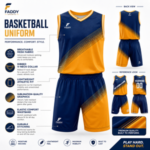 Ensemble d'uniformes de basketball personnalisés par sublimation pour hommes – Tenue de sport respirante pour entraînement d'équipe, maillot et short de basketball à séchage rapide - Product Image 5