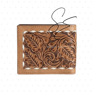 Portefeuille bifold en cuir véritable SEHRAINN Western fait main, pour homme, vintage, gaufré, fermeture pliante, court, usage quotidien - Product Image 4