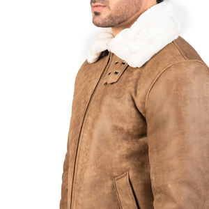 Chaqueta de Cuero PU para Hombre, Color Bronceado, Invierno, Impermeable, Resistente al Viento, Cuello Camisero, Estilo Clásico Bomber, Fabricante Personalizado SAAR - Product Image 6