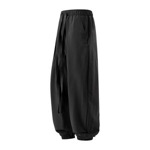 Men Loose Harem <b>Jogger</b> Pants Extra Long Drawstring Elastic Waist Side Pockets <b>Cuffed</b> Ankle Street Casual Work Trousers - Product Image 3