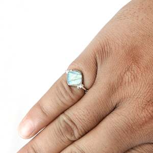 Mother Third Eye Chakra Promise <b>Ring</b> In 925 Sterling Silver Oxidized With Cushion Cut <b>Labradorite</b> Gemstone Bohemian Jewelry - Product Image 4