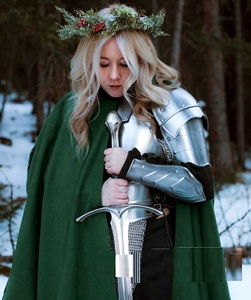 Armadura completa medieval para mujer, plateada, de acero inoxidable, disfraz de dama caballera para cosplay y temática de hadas - Product Image 2