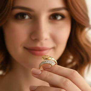 Modern Gold <b>Wrap</b> Ring with Geometric Floral Cut-out Design-Statement Ring for <b>Wedding</b> & Engagement - Product Image 6