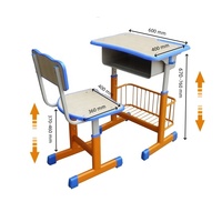 Muebles Escolares Modernos de Metal, Conjunto de Escritorio y Silla Individual para Estudiantes, Altura Ajustable, Pupitre Escolar
