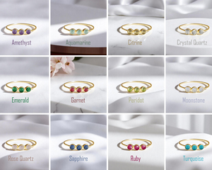 925 Silver Three-Stone Quartz Gemstone <b>Ring</b> – 5mm <b>Crystal</b> Eternity Band | Birthstone <b>Rings</b> Wholesale - Product Image 5