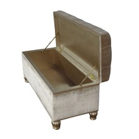 Tabouret de rangement tufté en boîte de couverture en bois de style français tabouret d'extrémité de lit rembourré banc pouf pour meubles de chambre à coucher