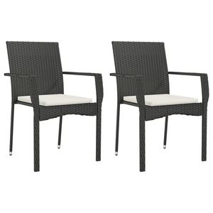Set da Pranzo da Giardino in Rattan Nero per 2 Persone, Resistente alle Intemperie, Arredamento da Esterno in Stile Contemporaneo con Struttura in Metallo - Product Image 6