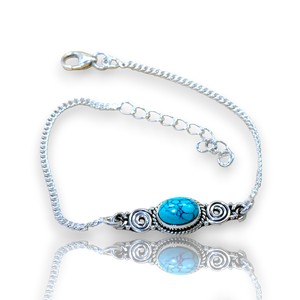 Pulsera de piedras preciosas turquesa curativa al por mayor, joyería única hecha a mano funcional Real de Plata de Ley 925 para mujer - Product Image 1