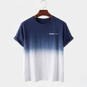 Camiseta Oversize Degradada para Hombre, Estilo Urbano, Algodón Premium, Casual, Verano, Corte Holgado, Cuello Redondo, para un Estilo Diario - Product Image 1