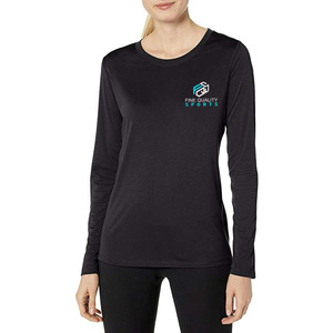 T-shirt dégradé à manches longues pour femme, coupe ajustée, en coton, style streetwear décontracté, avec logo personnalisé, haute qualité, pour le sport - Product Image 4