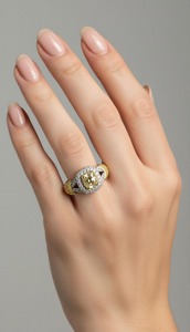 Fancy Yellow <b>Cushion</b> Cut Lab Created Diamond <b>Ring</b> in White Gold Diamond <b>Ring</b> Fine Diamond Jewelry for Women's from India - Product Image 2