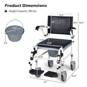 4-in-1 Multifunctional Commode Chair Shower/Wheelchair/Normal Chair 4 Level Height Adjust Bathroom Safety Equipment - Product Image 3