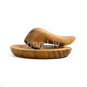 Kazuto M Handmade Sustainable Solid Wood Natural Solid Teak Wood Mortar and Pestle Set Kitchen <b>Herb</b> <b>Grinder</b> Rustic Cooking Tool - Product Image 2