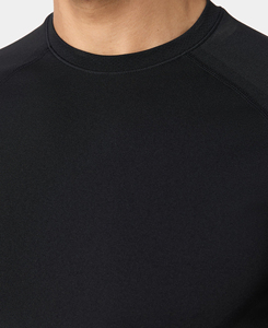 Haut de yoga pour femme 2026 de qualité supérieure, noir uni, col rond, manches courtes, couleur unie, respirant, coupe classique, prix abordable, faible MOQ - Product Image 5