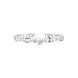 Bracelet en argent sterling 925 plaqué rhodium pour femme, avec moissanite, maillons géométriques taillés en triangle - Product Image 1