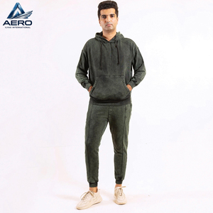Streetwear Vintage <b>Wash</b> Hooded Sweatsuit Custom Plain Oversized French Terry Hoodie Slim Fit Jogger Pants Tracksuit <b>Set</b> - Product Image 1