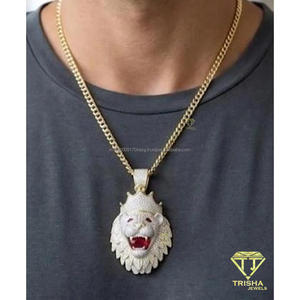 Luxury Animal Head Pendant With <b>Crown</b> And Red Stone Moissanite Diamond 925 Sterling <b>Silver</b> Iced Out Hip Hop Jewelry - Product Image 2
