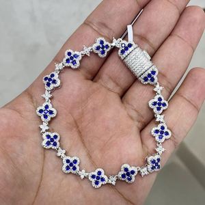 Blue Stone <b>Charm</b> Bracelet 925 Sterling Silver Gold Plated White Moissanite Luxury Elegant Wedding Party Anniversary Jewelry Gift - Product Image 1