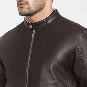 Veste d'hiver pour moto en cuir véritable 100% pour homme, coupe ajustée, fermeture éclair, toile coupe-vent et imperméable, vestes en cuir OEM - Product Image 6