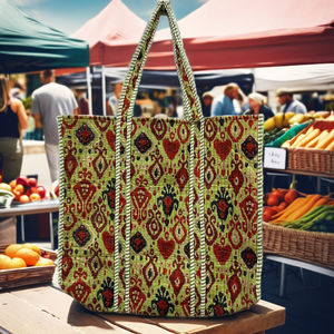 Bolsas de Algodón Ecológicas, Bolsa de Compras Ligera para la Playa con Cierre de Cremallera, Diseño Espacioso Acolchado Hecho a Mano, Práctico Bolsillo - Product Image 3