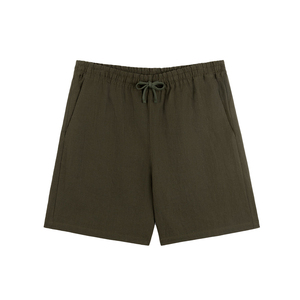 Shorts de loisirs unisexe en lin italien de qualité supérieure, taille mi-haute, braguette boutonnée, pour la gym et la course, style resort de luxe, personnalisable OEM, léger et respirant - Product Image 1