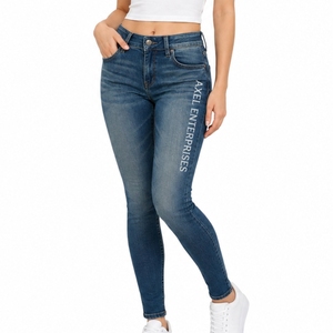 Women Skinny Jeans Custom Logo <b>Stretch</b> <b>Denim</b> Pants High Waist OEM Soft Fabric Comfort <b>Stretch</b> Durable Stitching <b>denim</b> Jeans - Product Image 2
