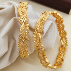 Traditional Kada Style Gold Plated <b>Bangle</b> Bracelet with Color Accents Ethnic Designer Wrist Jewelry for Women - Product Image 5