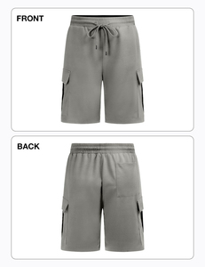 Streetwear Men's Custom Casual Solid Acid Washed Heavyweight <b>Canvas</b> Drawstring Distressed Long Cotton Ripped Sweat Shorts - Product Image 6