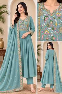 Dhwaja Export <b>Women</b> MUL CHANDERI WITH WORK <b>KURTI</b> PAIR - Product Image 3