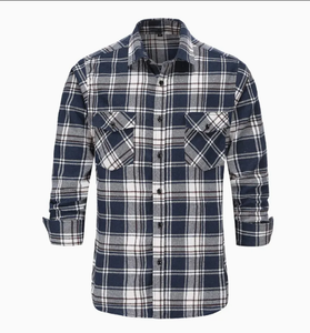 Camicia a maniche lunghe con design personalizzato, camicia in flanella <span class=keywords><strong>di</strong></span> cotone a quadri da <span class=keywords><strong>uomo</strong></span> alla moda - Product Image 1