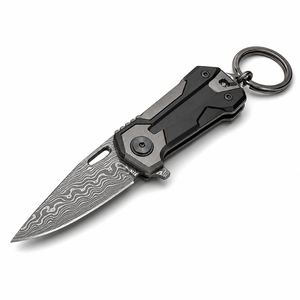 Navaja de Damasco Hecha a Mano, Cuchillo Plegable Compacto Premium, Herramienta Utilitaria Pequeña de Bolsillo, Accesorio Portátil para Uso Diario - Product Image 1