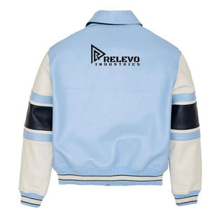 แจ็คเก็ตวาร์ซิตี้ฤดูหนาวแบบใหม่สำหรับผู้ชาย คอตั้งลำลอง ระบายอากาศได้ดี แขนหนัง โลโก้ด้านหน้า ผ้าโพลีเอสเตอร์บุใย - Product Image 2