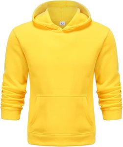 Sudadera con Capucha Amarilla para Hombre, Corte Regular, Forro Polar, Estilo Desgastado - Product Image 1