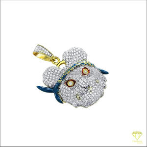 Colgante de Animal de Dibujos Animados Hecho a Mano con Diseño Iced Out y Piedras de Diamante Moissanita VVS - Product Image 4