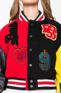 Veste universitaire vintage en tricot respirant sur mesure en cuir avec broderie en chenille, taille plus, pour femmes - Product Image 3