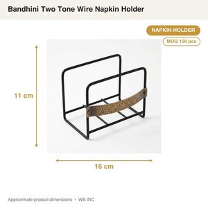 Porte-serviettes en fer fait main (16 cm) - Design Bandhini en laiton noir - Fil bicolore - Décoration d'intérieur - Fête de mariage - Product Image 4