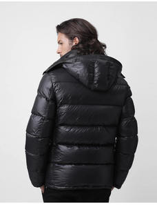 <b>Men's</b> Black Hooded Puffer <b>Jacket</b> Windproof <b>Down</b> <b>Filled</b> Casual Winter Outerwear with Zipper Closure and Faux Fur Lining - Product Image 5