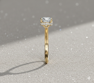 Anillo de Compromiso con Diamante Cultivado en Laboratorio, Oro Rosa de 14K, Corte Catedral, Pavé Solitario, para Fabricante de Joyería Personalizada Certificada - Product Image 4