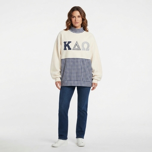 เสื้อสเวตเชิ้ตคอเต่าปักลายตัวอักษรสำหรับผู้หญิง ทรงปกติ สวมใส่สบายๆ ในฤดูใบไม้ร่วง ผลิตจากผ้าฝ้ายถัก คอปกแบบลายสก็อต - Product Image 4