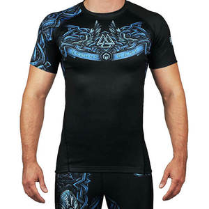 เสื้อรัดกล้ามเนื้อสำหรับกีฬา MMA แบบสั่งพิมพ์ลายได้ แขนยาว ผลิตจากผ้าสแปนเด็กซ์/ไนลอน คุณภาพสูง สำหรับทุกเพศ สามารถเลือกสีและขนาดได้ - Product Image 1