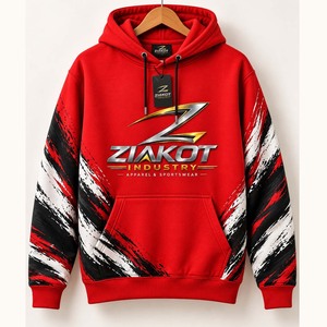 Wholesale Ziakot Custom Stitched <b>Red</b> Black-White 3D Pattern Design Abstract Brush Stroke Sports Pullover Sweatshirt <b>Hoodie</b> - Product Image 1