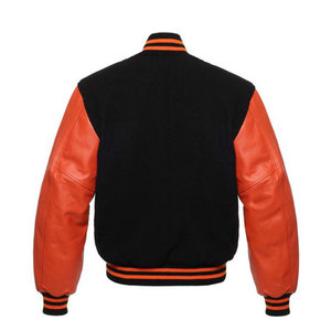 Chaqueta de Cuero Varsity Letterman de Último Diseño 2026 para Hombre, Piel de Oveja Auténtica con Cuello Varsity en Negro Terrance y Rojo - Product Image 2