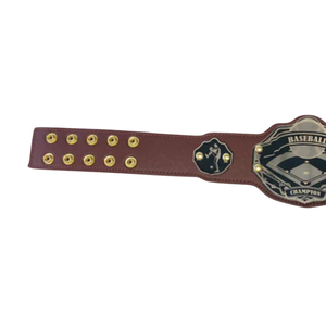 Ceinture de champion de baseball personnalisable en cuir marron avec plaque dorée pour les fans et les collectionneurs de baseball - Product Image 3