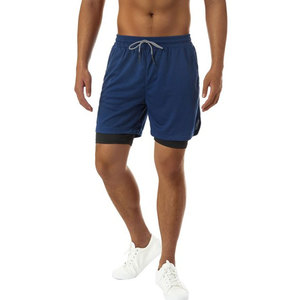 Shorts de sport et de course pour hommes, double couche, 100% polyester, séchage rapide, personnalisables avec marque privée, OEM, vente en gros, avec cordon de serrage 2-en-1 - Product Image 5