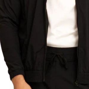 <b>Men's</b> Black Bomber <b>Jacket</b> Casual <b>Lightweight</b> Zip Up Stand Collar <b>Jacket</b> Ribbed Hem Custom Wholesale - Product Image 3