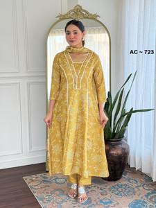 Traje Salwar Amarillo de Tela de Rayón, Diseño Moderno, Estilo Indio-Pakistaní, Exclusivo, para Mujer, Ideal para Fiestas y Bodas, Ropa Étnica - Product Image 3